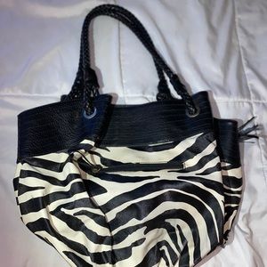 Zebra patterned handbag